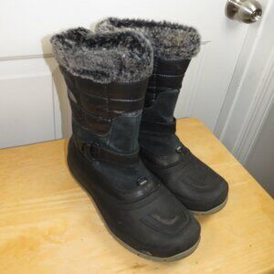 The North Face Shellista Boots Womens Sz 8 Primaloft Pull On Black Faux Fur Trim